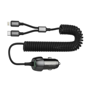 كابل شاحن اسود  TYPE C / مدخل قداحة مع 2 USB
